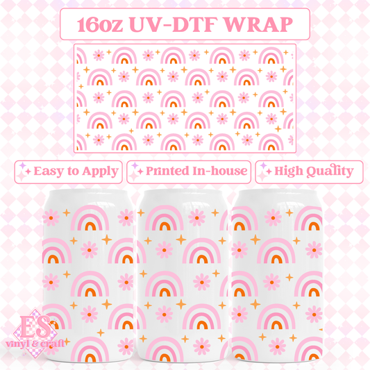 Boho Rainbows and Stars - 16oz Beer Can / Libbey UV-DTF Trans image 0