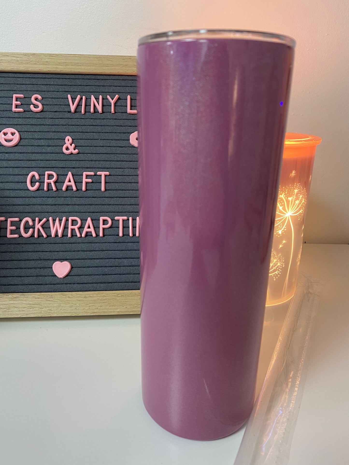 20oz Medium Pink Glitter Sublimation Tumbler image 1