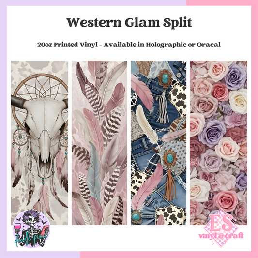 Western Glam Split - 20oz Printed Tumbler Self Adhesive Vinyl image 0