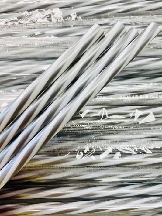 Swirly Stripes Grey and White Straw image 0