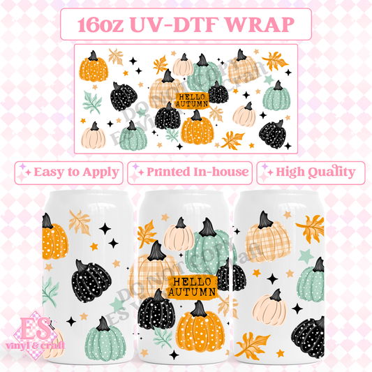 Hello Autumn - 16oz Beer Can / Libbey UV-DTF Transfer image 0