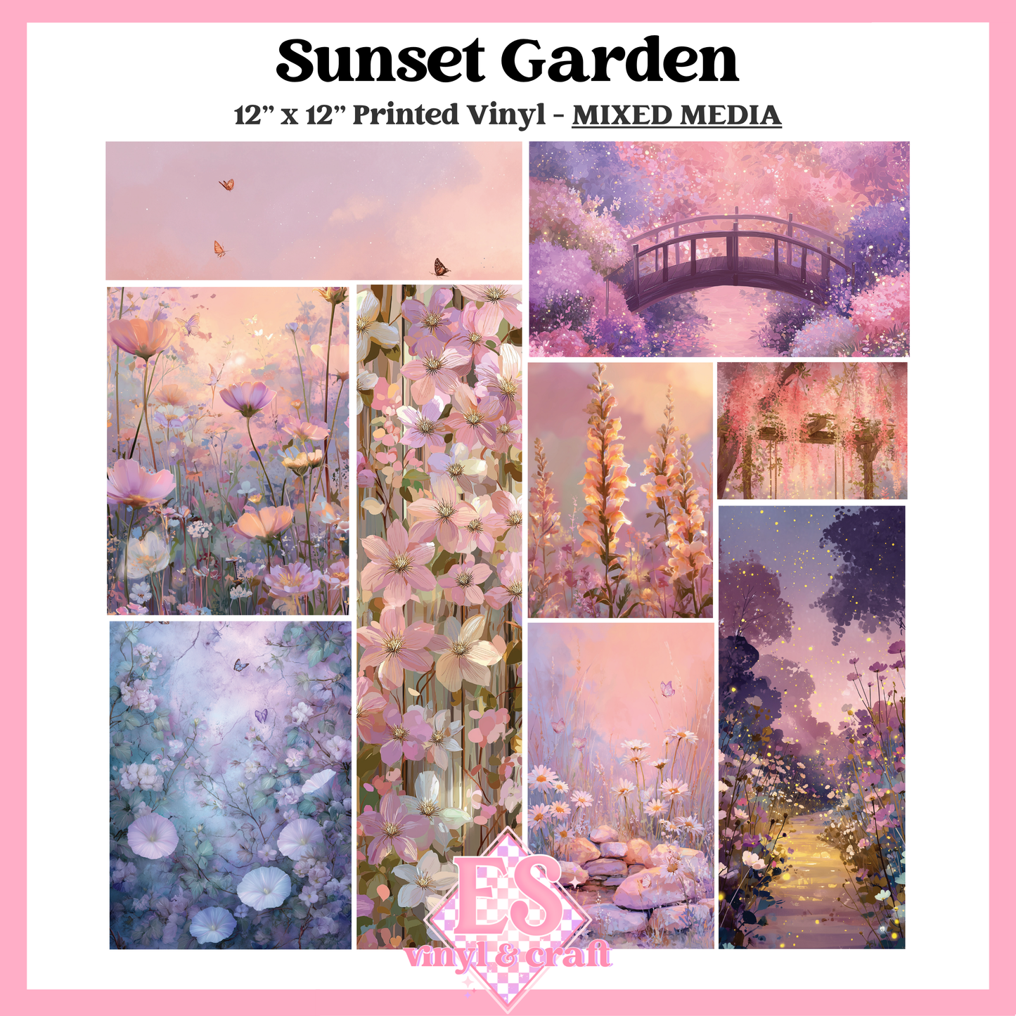 Sunset Garden - Mixed Media Vinyl - 12" x 12" Sheet image 0