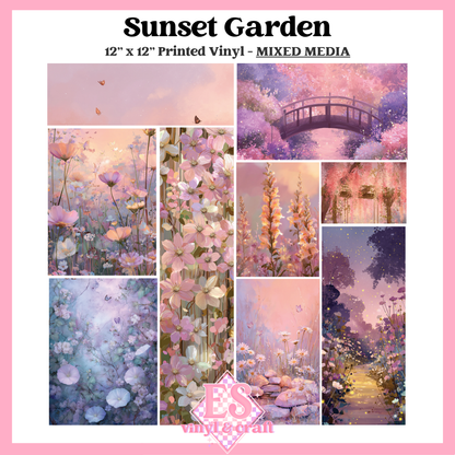 Sunset Garden - Mixed Media Vinyl - 12" x 12" Sheet image 0