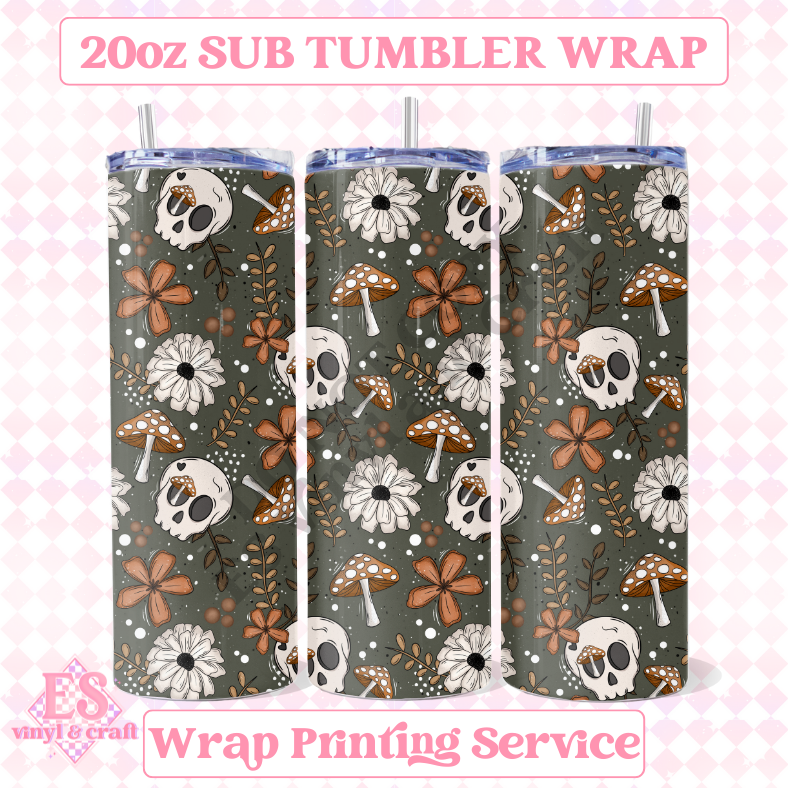 Mushroom Skellie (Seamless) - Full 20oz Tumbler Sublimation Ready Prin image 0