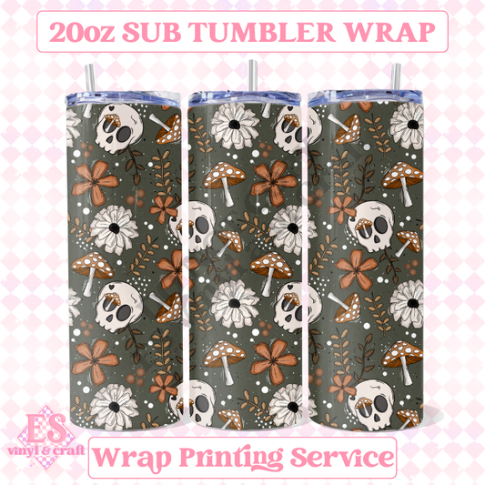 Mushroom Skellie (Seamless) - Full 20oz Tumbler Sublimation Ready Prin image 0