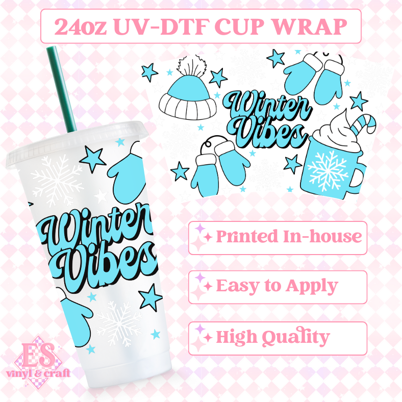 Winter Vibes - UVDTF 24oz Cold Cup Wrap image 0