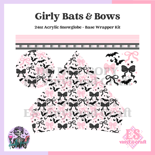 Girly Bats & Bows - 24oz Snowglobe Wrapper Kit image 0