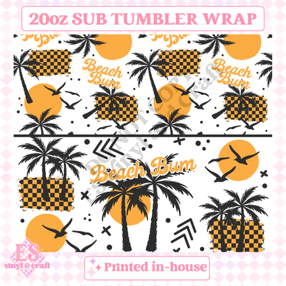Beach Bum Yellow - Full 20oz Tumbler Sublimation Print image 1