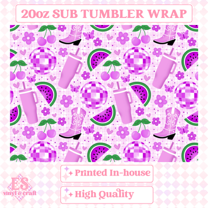 Girly Watermelon Seamless - Full 20oz Tumbler Sublimation Ready To Print image 1