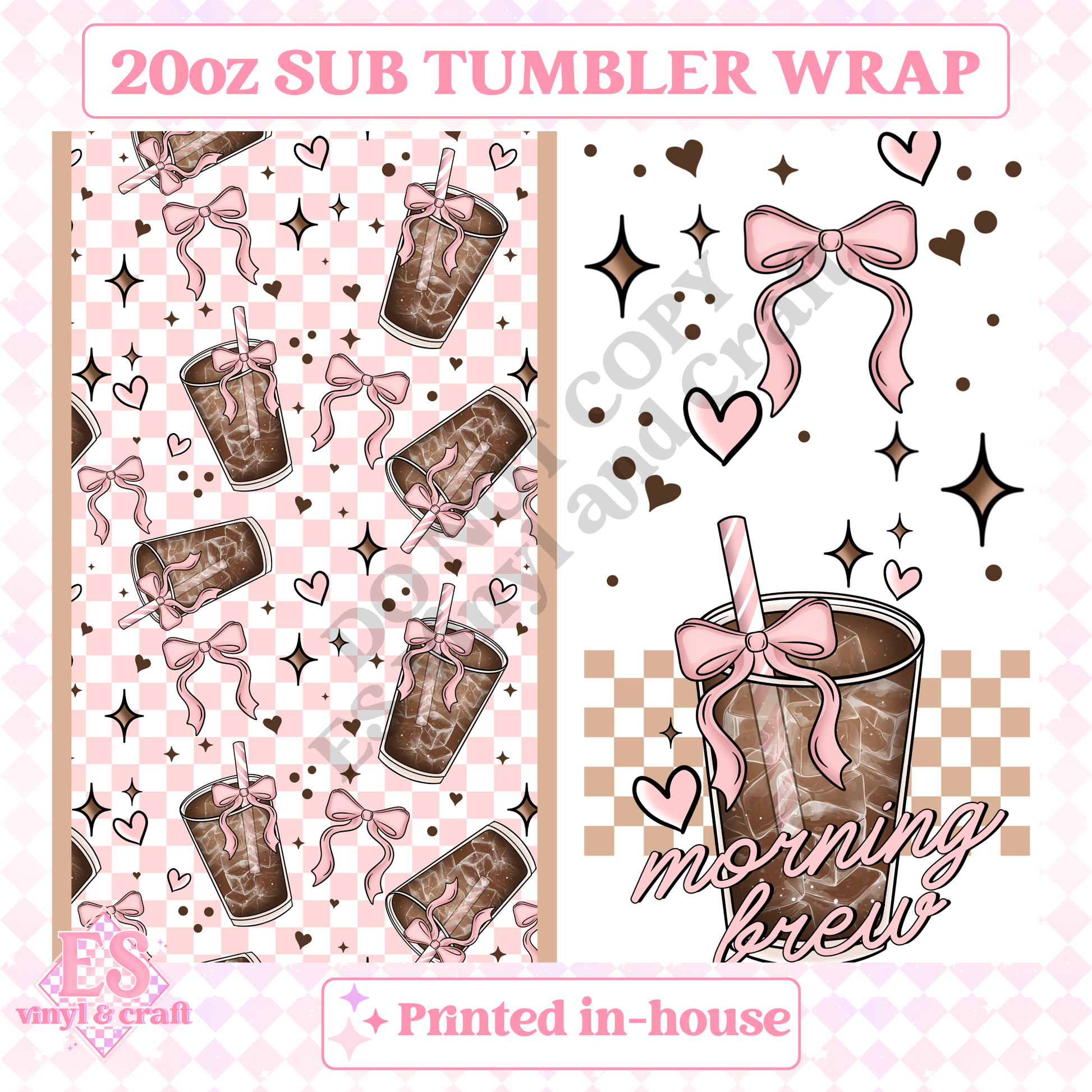 Morning Brew Girly - Full 20oz Tumbler Sublimation Print image 1