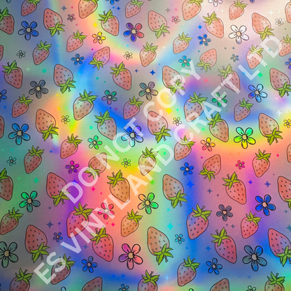Strawberries - Holographic or Normal Printed Vinyl (A4 or 12" x 12" Sheet) image 1