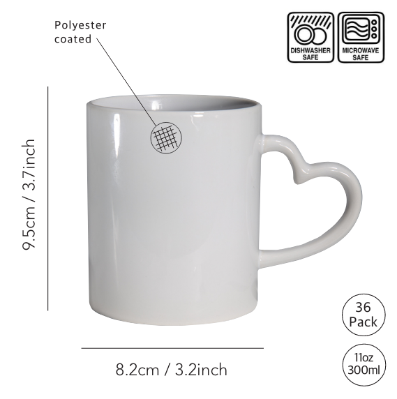 Heart Shaped Handle Sublimation Mug 11oz (330ml) image 1