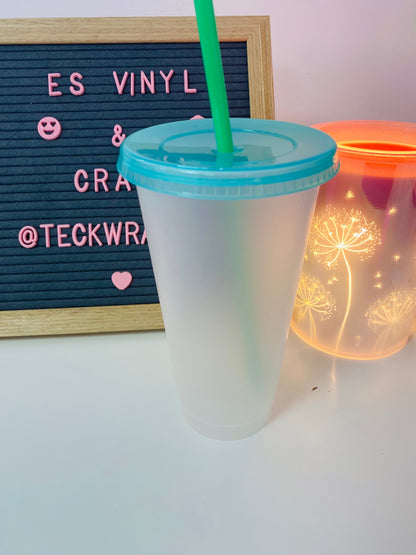 Coloured Clear Lid Frosted Solid Cold Cup 24oz image 4