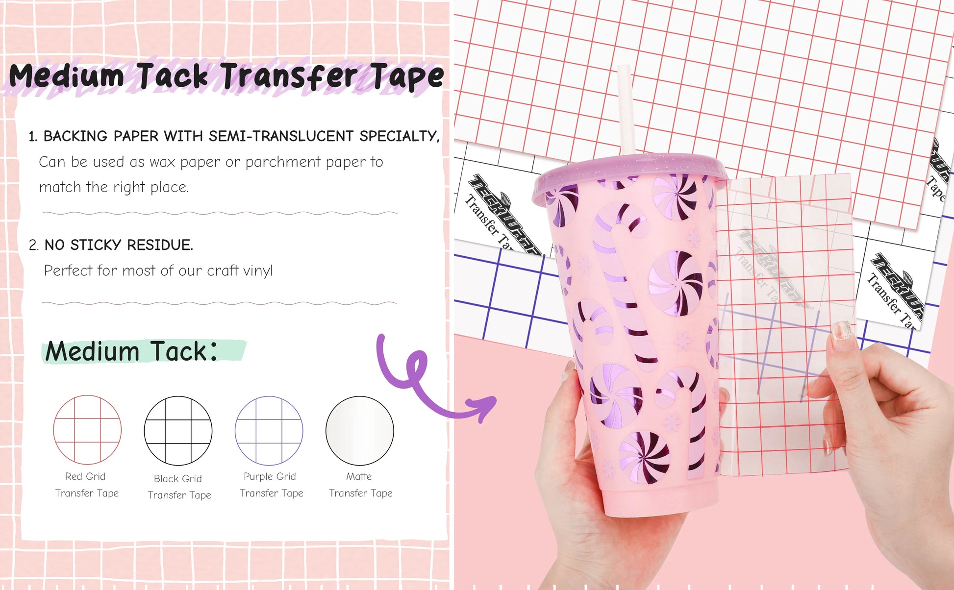 Black Grid Transfer Tape - Medium Tack image 5