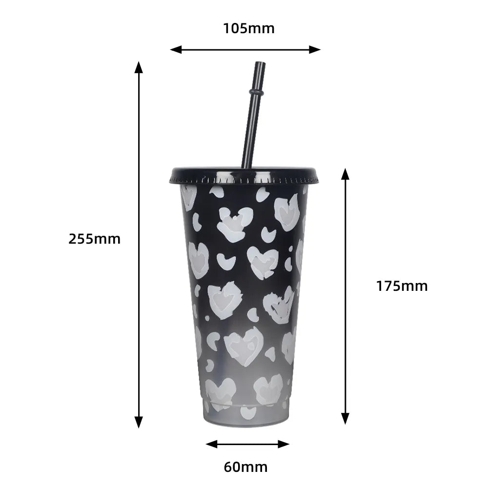 Leopard Heart Colour Changing 24oz Cold Cup image 3