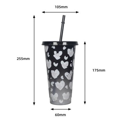 Leopard Heart Colour Changing 24oz Cold Cup image 3