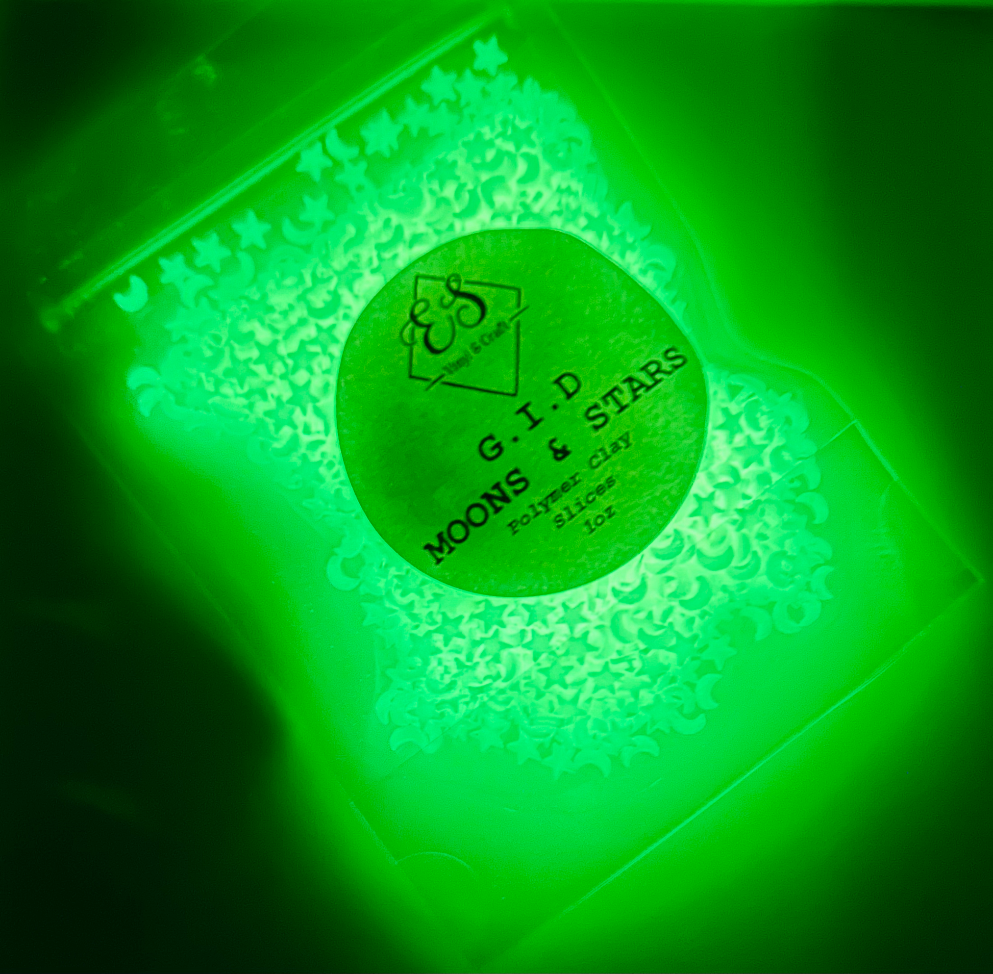 Glow in the Dark Moons and Stars - Polymer Clay Slices image 1