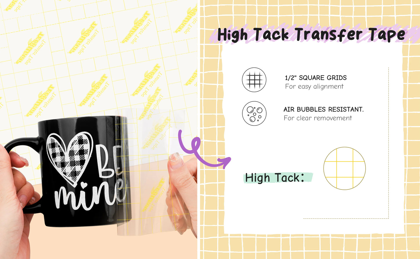 Black Grid Transfer Tape - Medium Tack image 6