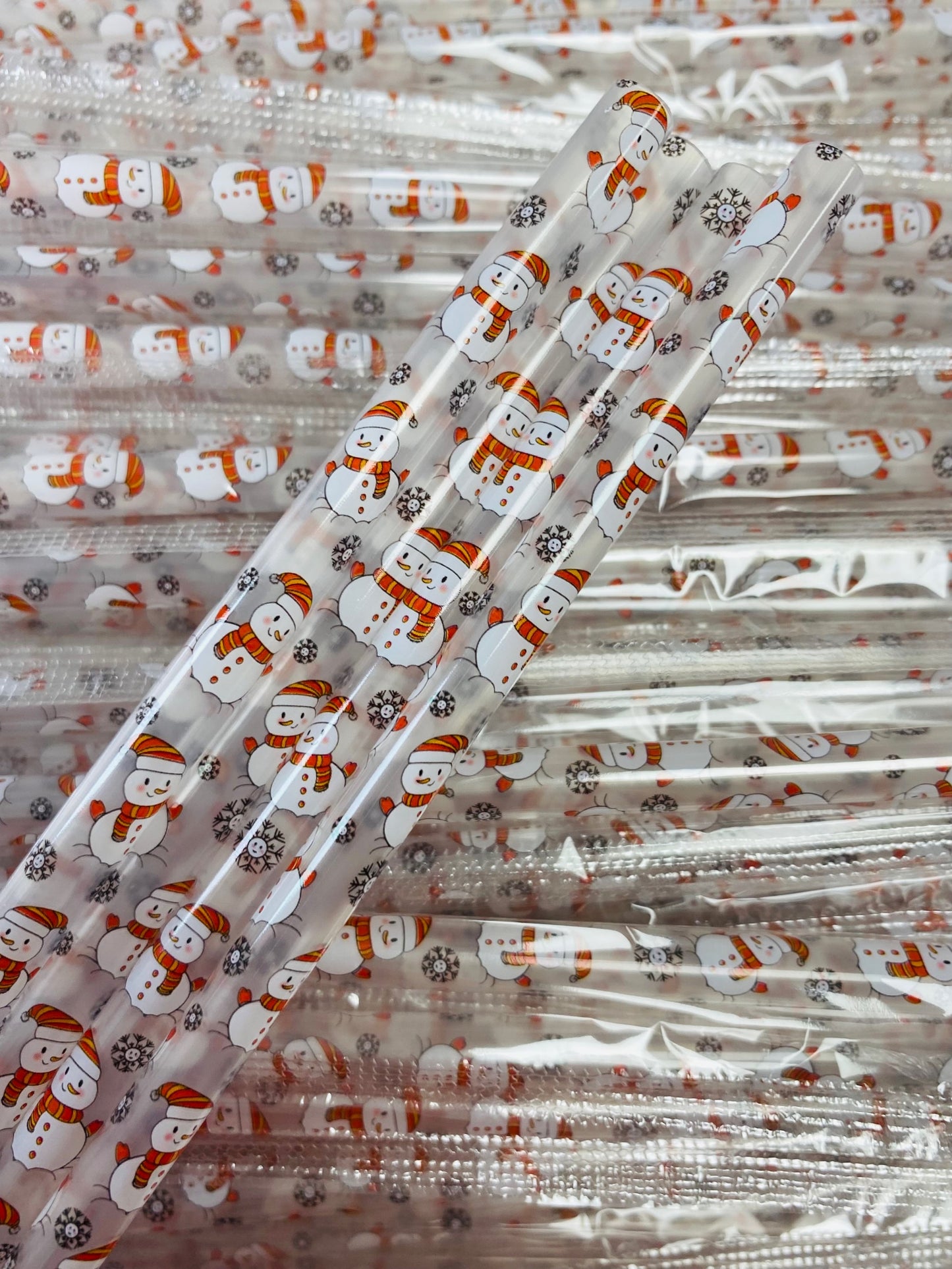 Christmas Snowman Clear Straw image 0