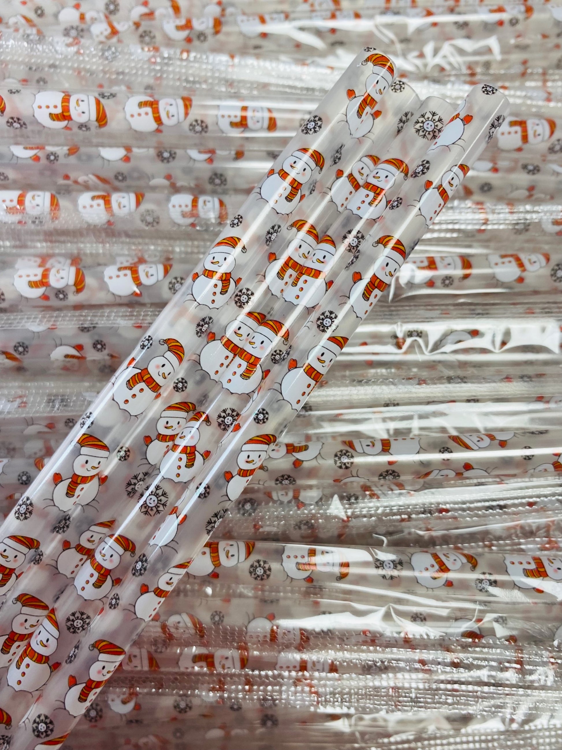 Christmas Snowman Clear Straw image 0