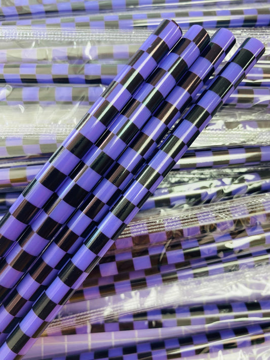 Black and Purple Checker Board Straw image 0
