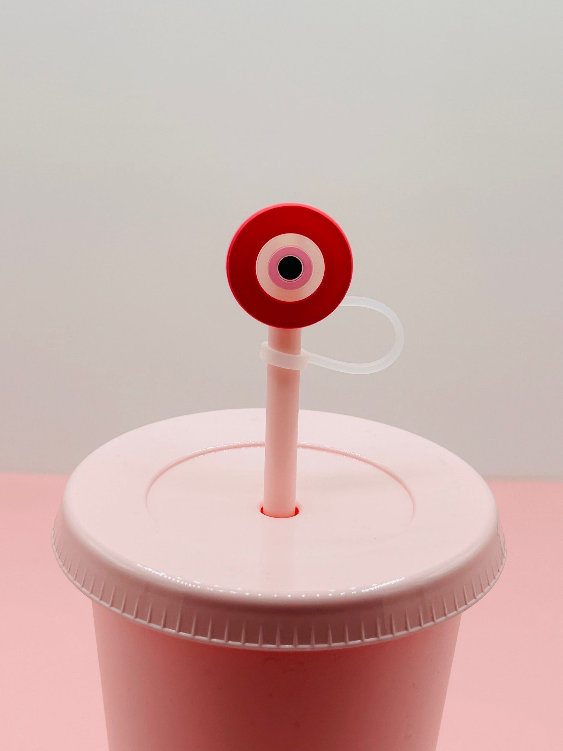 Straw Topper - Evil Eye Pink Round image 0