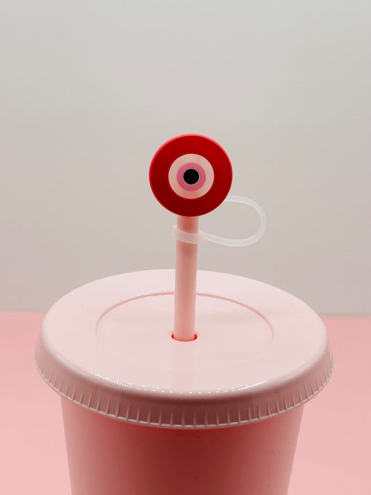 Straw Topper - Evil Eye Pink Round image 0