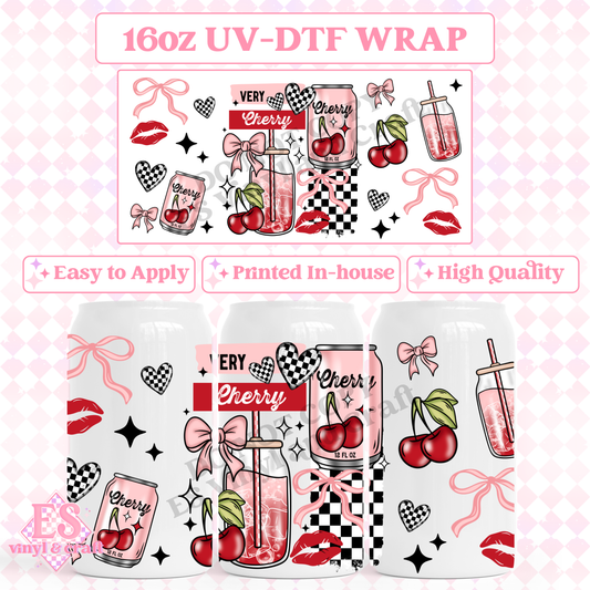 Very Cherry - 16oz Beer Can / Libbey UV-DTF Transfer image 0