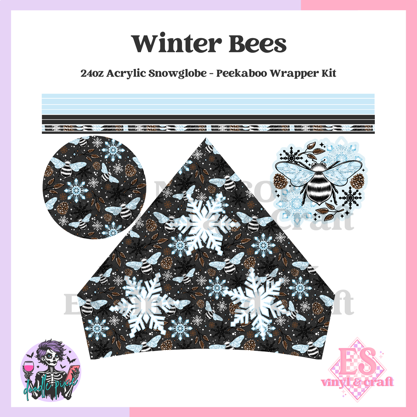 Winter Bees - 24oz Snowglobe Wrapper Kit image 1