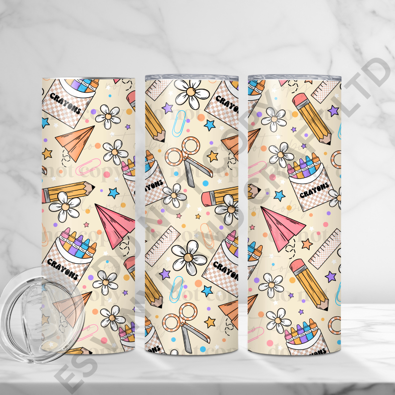 Back to School - Full 20oz Tumbler Sublimation Ready Print image 0