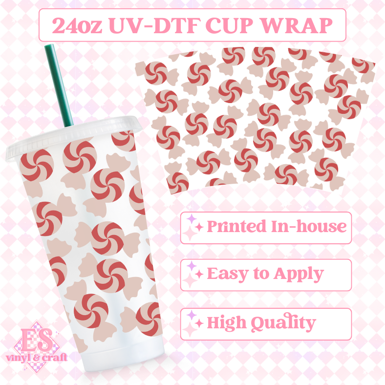 Peppermint Candy - UVDTF 24oz Cold Cup Wrap image 0