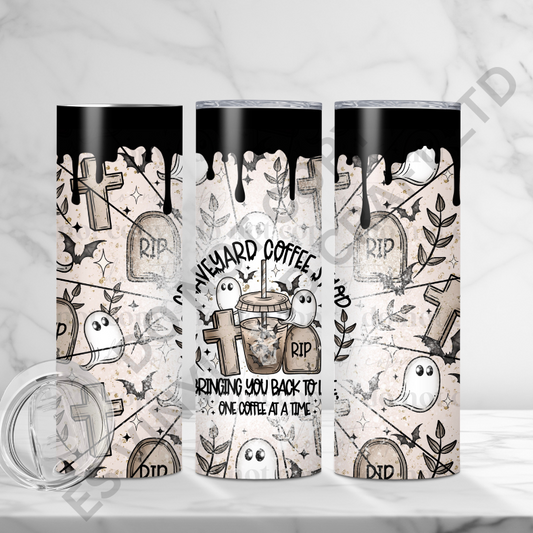 Graveyard Coffee Shop - Full 20oz Tumbler Sublimation Ready To Print image 0
