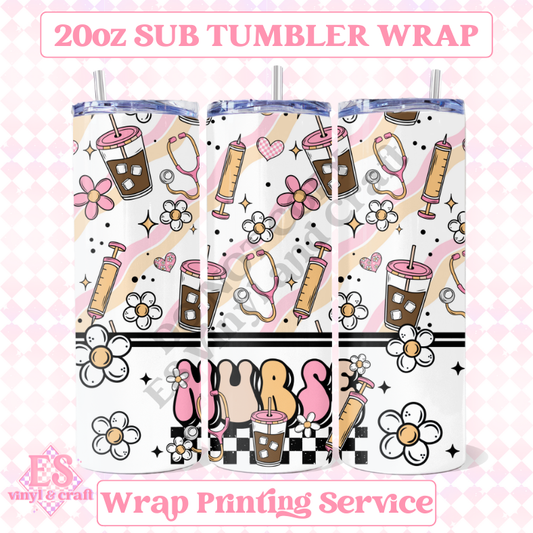 Nurse - Full 20oz Tumbler Sublimation Ready Print image 0