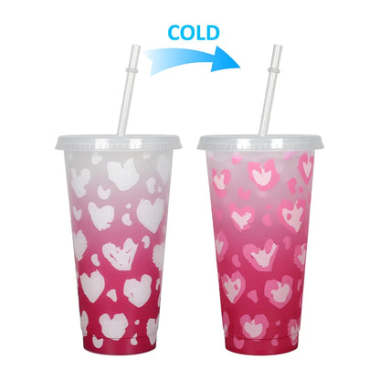 Leopard Heart Colour Changing 24oz Cold Cup image 1