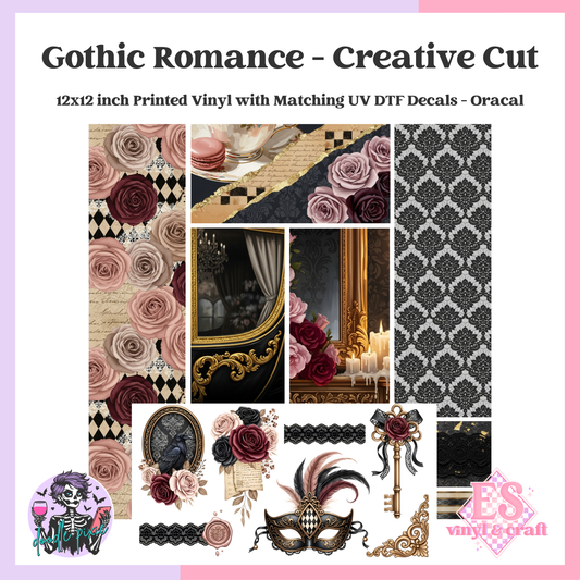 Gothic Romance - 12" x 12" Printed Vinyl and UVDTF Decal image 0