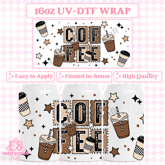 Coffee Blocks - 16oz Beer Can / Libbey UV-DTF image 0