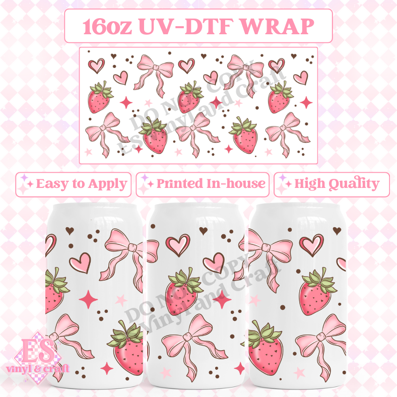 Berry Bows - 16oz Beer Can / Libbey UV-DTF Transfer image 0