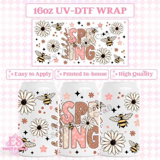 Hello Spring - 16oz Beer Can / Libbey UV-DTF image 0