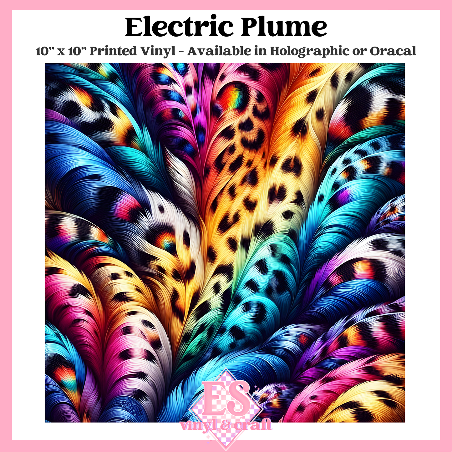 Electric Plume - 10" x 10" Self Adhesive Vinyl (Oracal or Holo) image 0