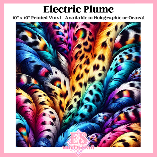 Electric Plume - 10" x 10" Self Adhesive Vinyl (Oracal or Holo) image 0