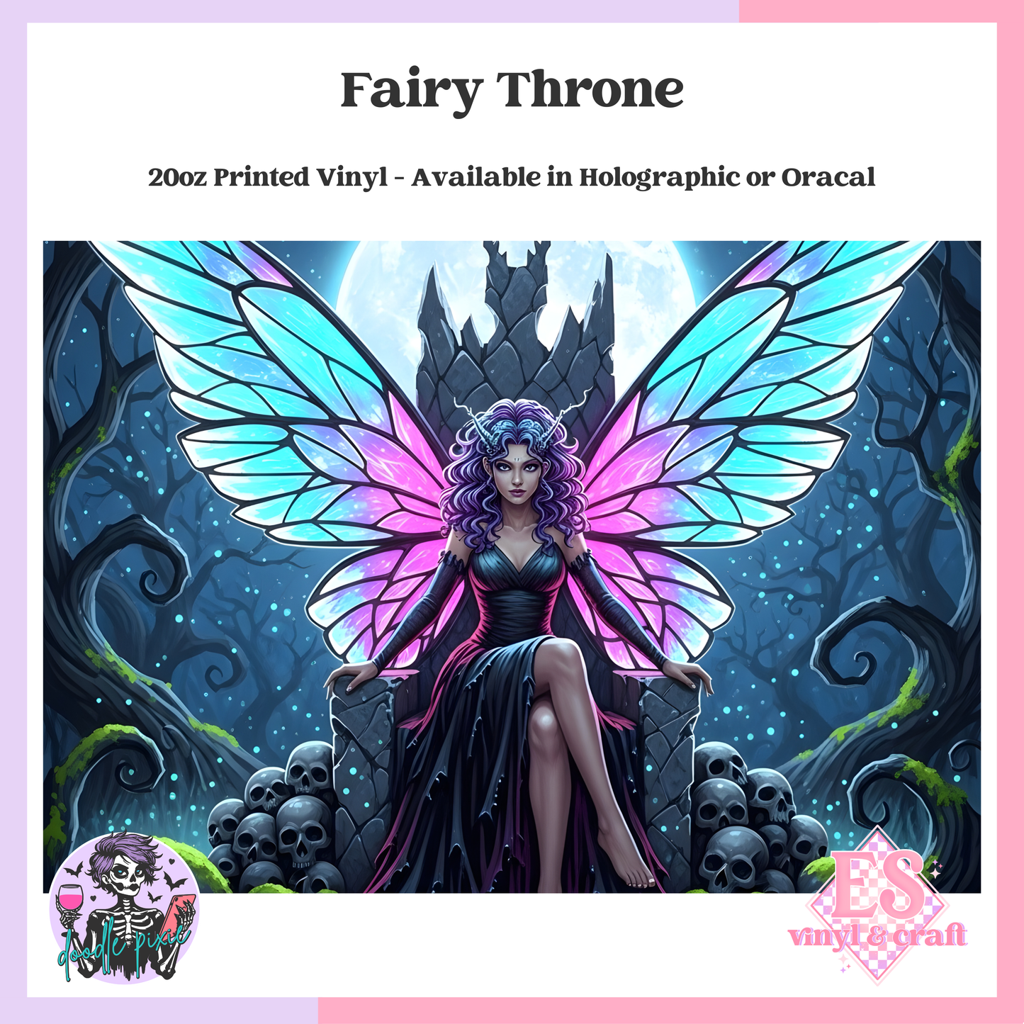 Fairy Throne - 20oz Printed Tumbler Self Adhesive Vinyl image 0