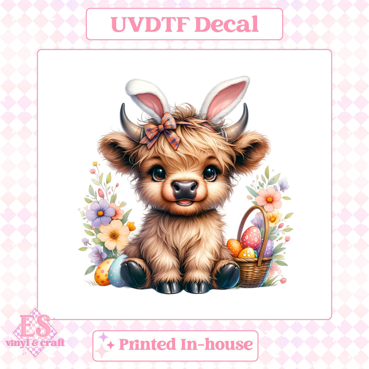 Easter Highland Cows - UV-DTF Decal Transfer image 3