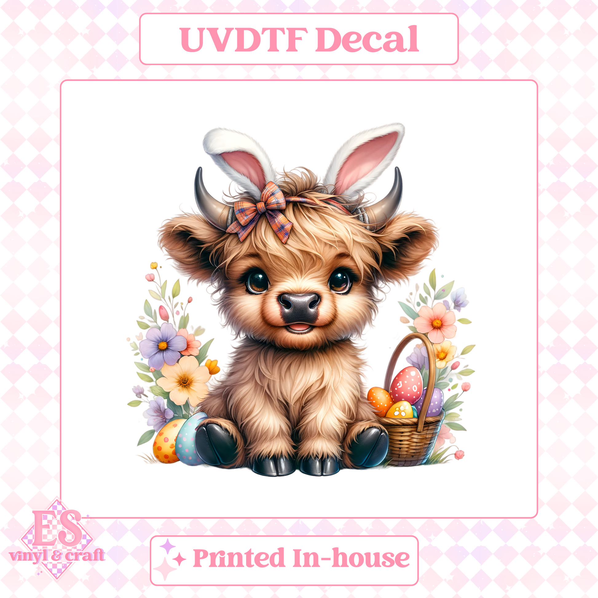 Easter Highland Cows - UV-DTF Decal Transfer image 3