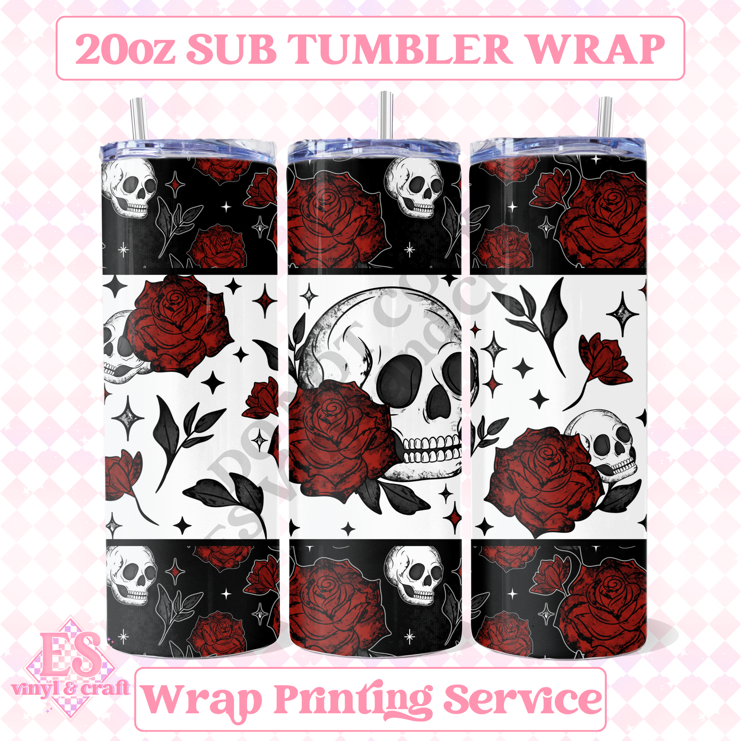 Skull Rose - Full 20oz Tumbler Sublimation Print image 0