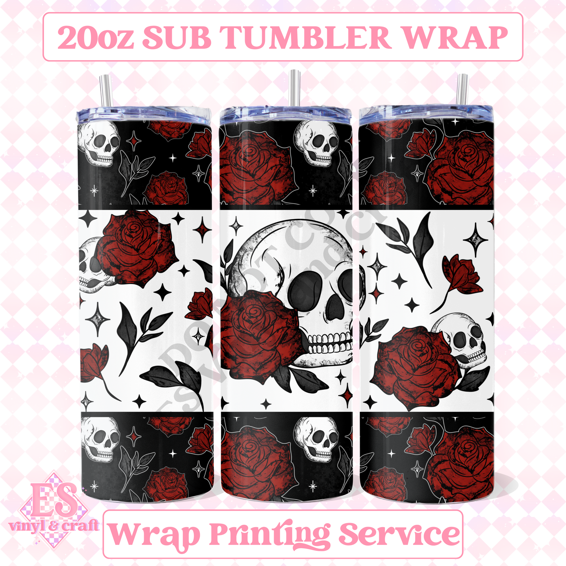 Skull Rose - Full 20oz Tumbler Sublimation Print image 0