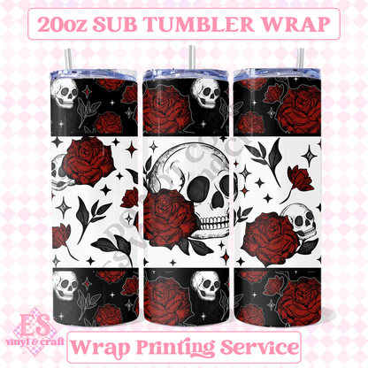 Skull Rose - Full 20oz Tumbler Sublimation Print image 0