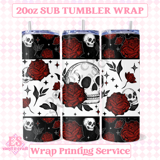Skull Rose - Full 20oz Tumbler Sublimation Print image 0