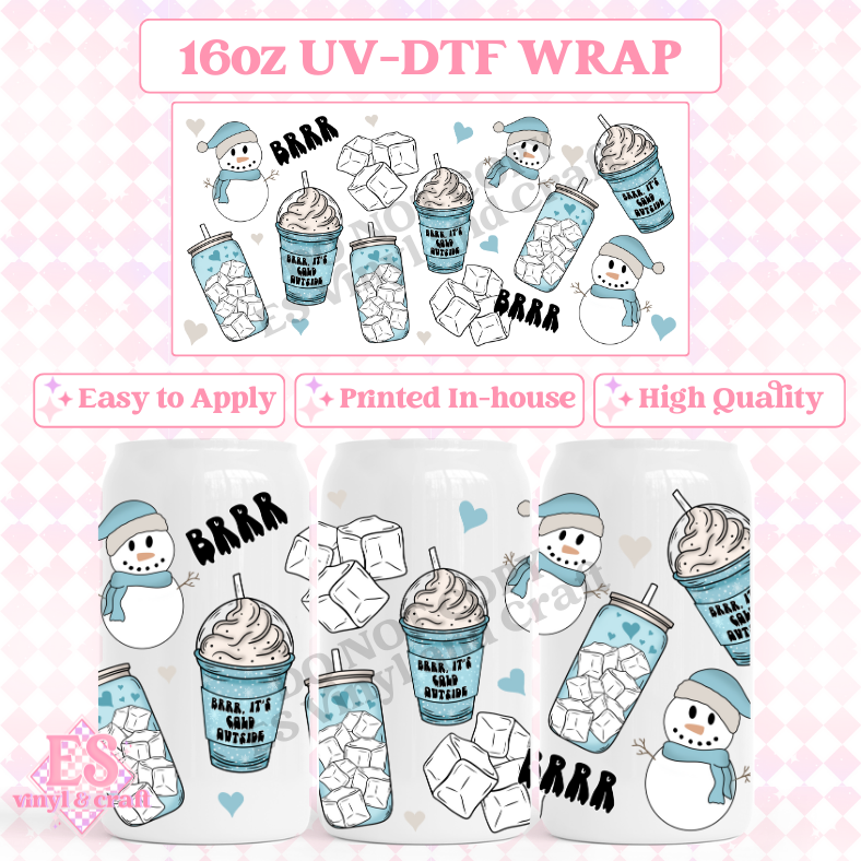 Brrr It's Cold Outside - 16oz Beer Can / Libbey UV-DTF image 0