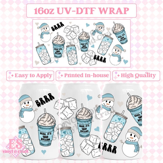 Brrr It's Cold Outside - 16oz Beer Can / Libbey UV-DTF image 0