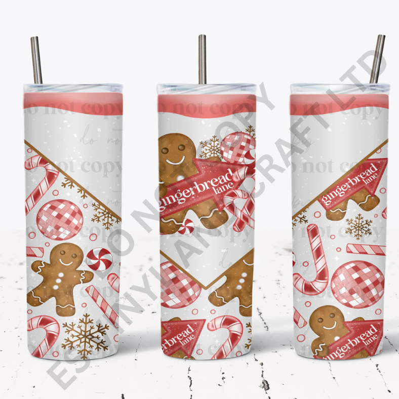 Gingerbread Lane - Full 20oz Tumbler Sublimation Ready To Print image 0